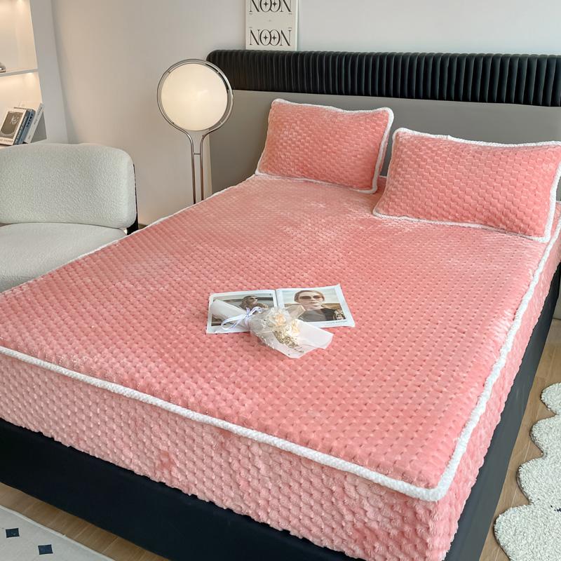 1ks Plain Bed Cover Teplé prostěradlo pro zimní fundas de colchón Elastické prostěradla Plyšové chrániče matrací(Žádný povlak na polštář)