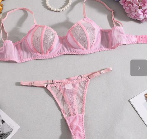 Сексуальное нижнее белье Европейское и американское Сексуальный бюстгальтер Прозрачная кружевная сетка Сшитый комплект из 2 предметов Секс-нижнее белье S