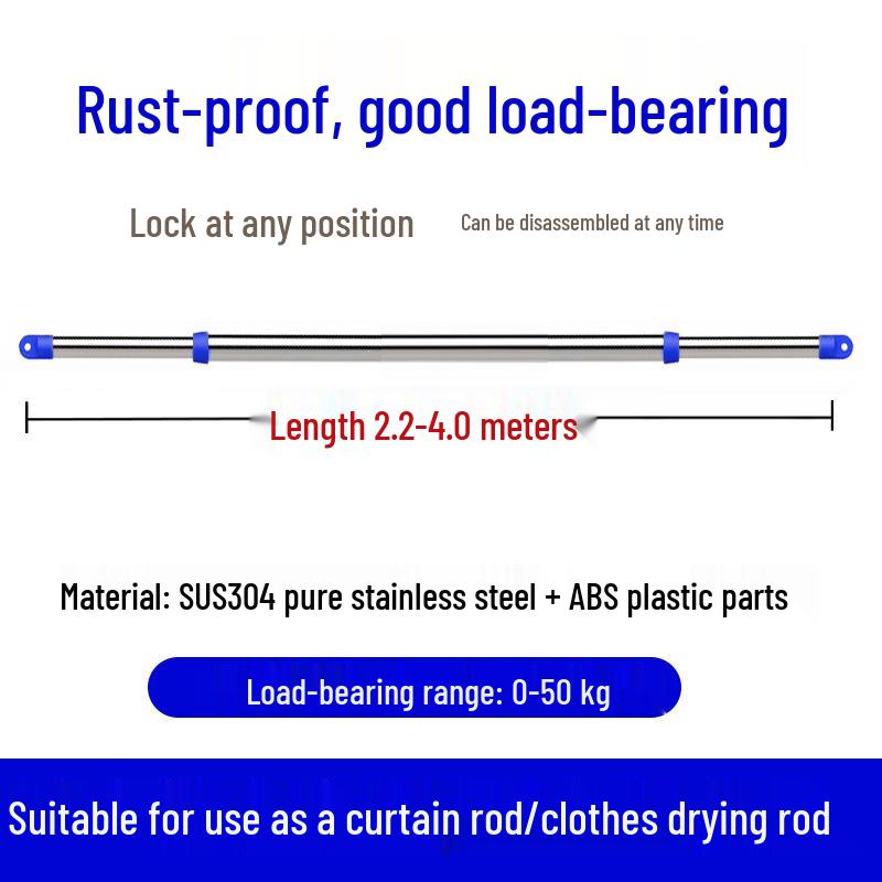 Retractable No-Drill 304 Stainless Steel Balcony Clothes Drying Rack Pole