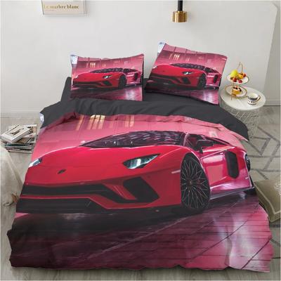 Benutzerdefiniertes 3D-Bettbezug-Set, Luxuriöses Bettwäsche-Set für Kingsize-/Queensize-/Doppelbett, bedrucktes Bettbezug-Set, 2-/3-teilige Bettwäsche, Bettset Lamborghini