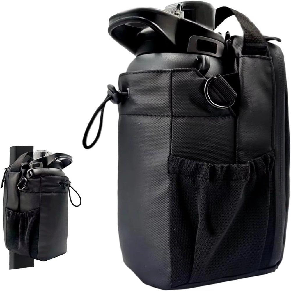 

Large Capacity Magnetic Water Bottle Bag with Shoulder Strap Multi-Pocket Water Cup Holder Adjustable Strong Magnet чорний