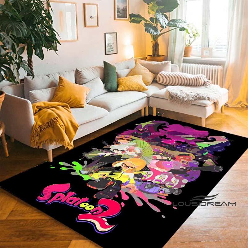 Cartoon Anti-Slip Mat for Kids, PC Gamer, 3D Gaming, Splatoon Rug, Home Carpet, Living Room, Bedroom, Sofa, Doormat, Area Decor1