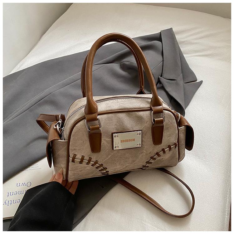 

Высококлассная ручная сумка-бостон женская 2025 новая мода универсальная сумка через плечо нишевый дизайн ретро сумка-мессенджер хаки