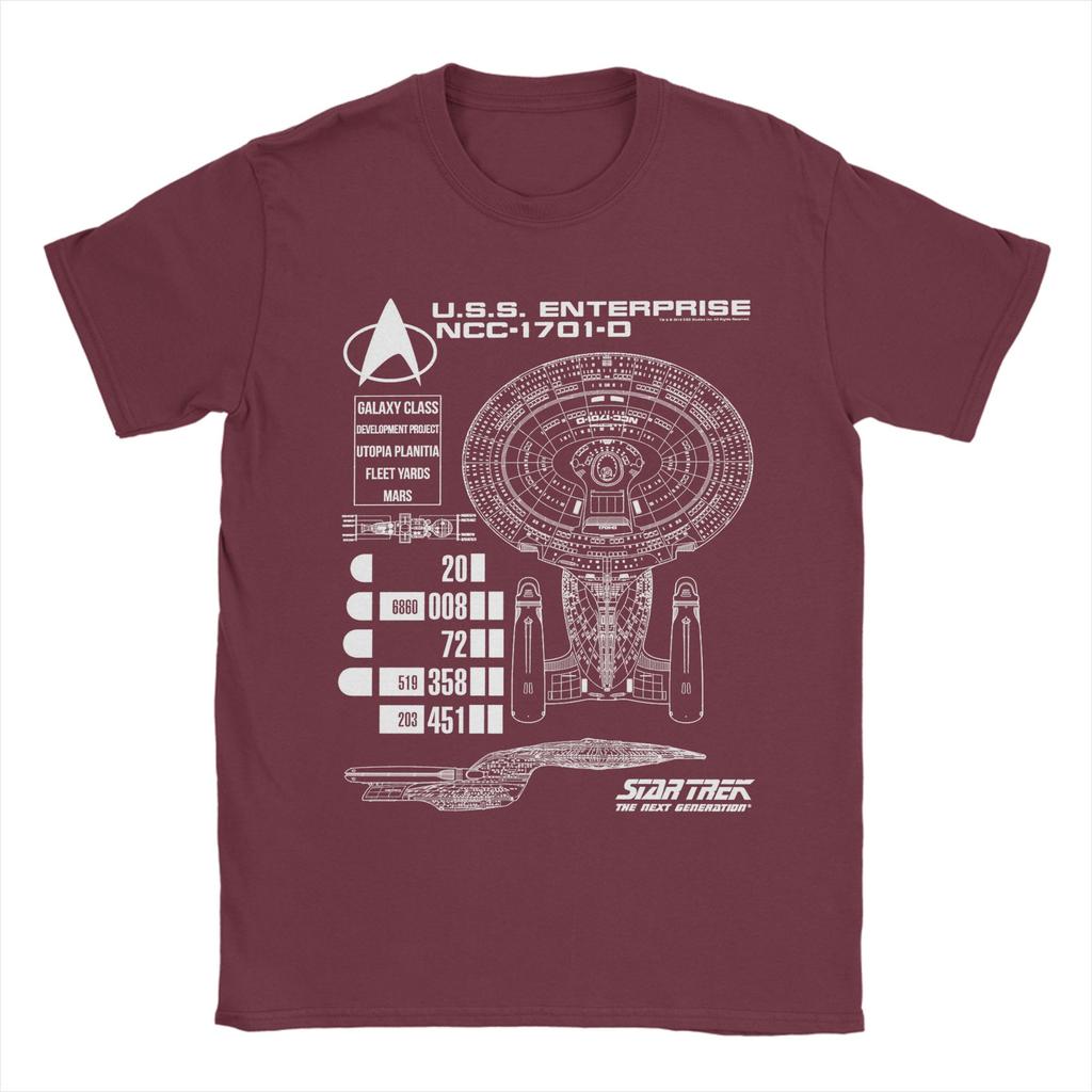 Stars Treks Next Generation USS Enterprise Schematics T Shirts Mens  Pure Cotton TShirts Tee Shirt Short Sleeve Plus Size