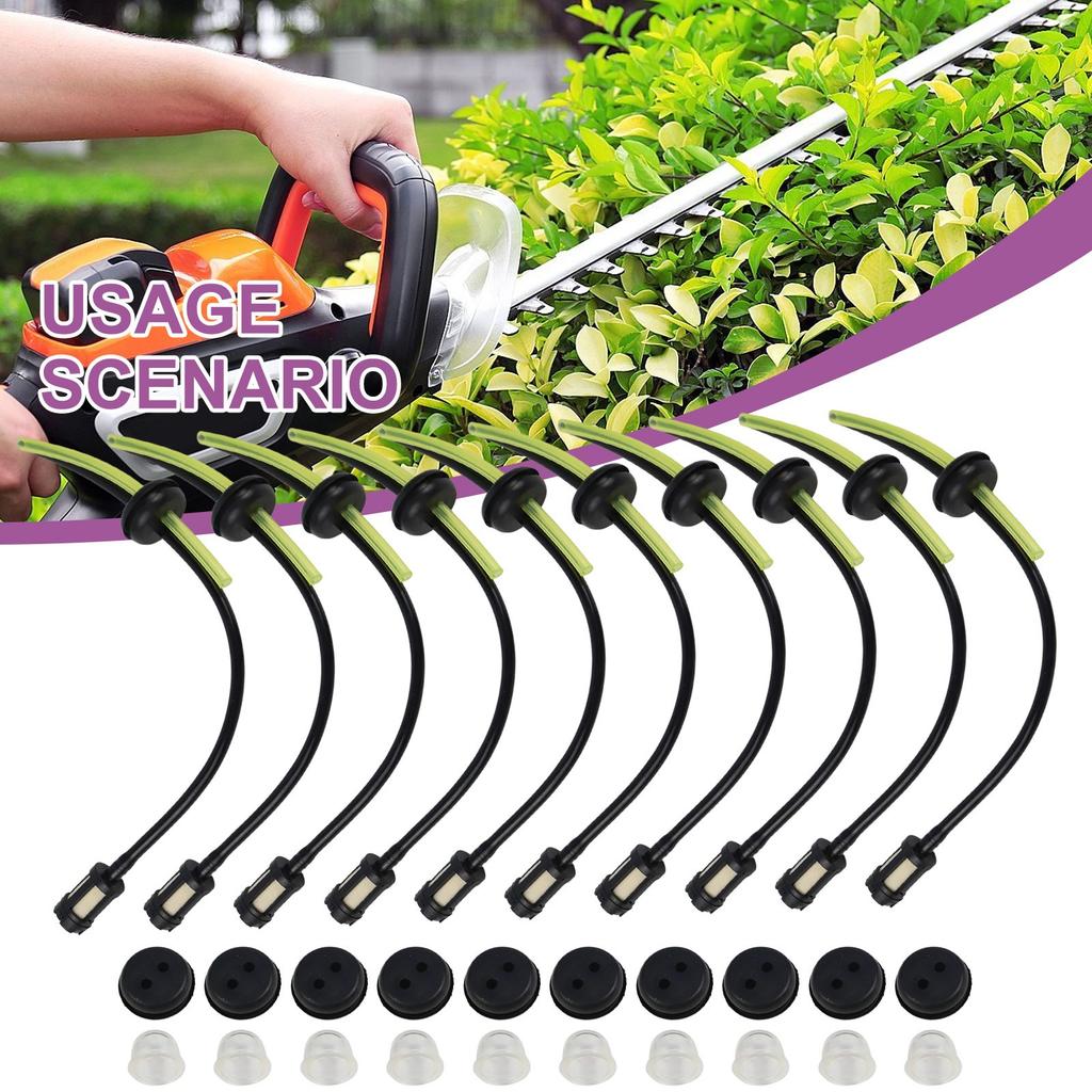 5/10 Set Fuel Filter Fuel Hose Seal With Priming Bulbs For Brushcutter Hedge Trimmer Garden Lawn Mower Accessories