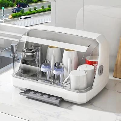Kitchen Cups and Dishes Storage Box Draining Rack Multifunctional Insect-Resistant Desktop Bar Storage Cabinet White Simple