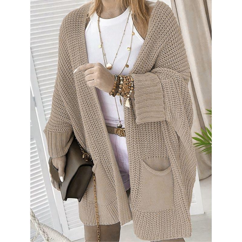 Autumn knit Sweater Women Cardigan Commuter Style Loose Mid-Length Outerwear Plus size Leisure Top