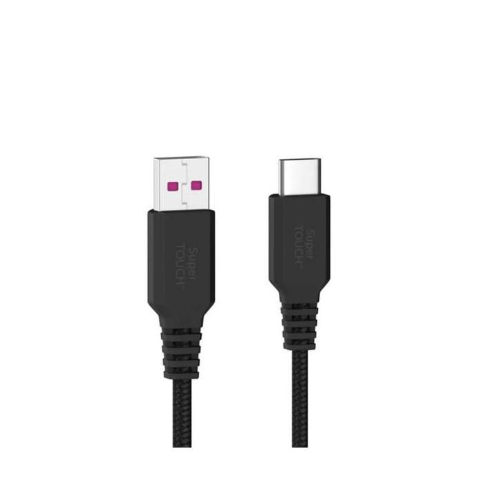 Chargeur de voiture - Supertouch - 2x USB-A - Câble USB-C - Noir