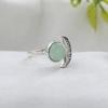 Half Moon Aqua Chalcedony Silver Ring, 100% 925 Sterling Silver Handmade Jewelry, Unisex Jewelry Ar8929