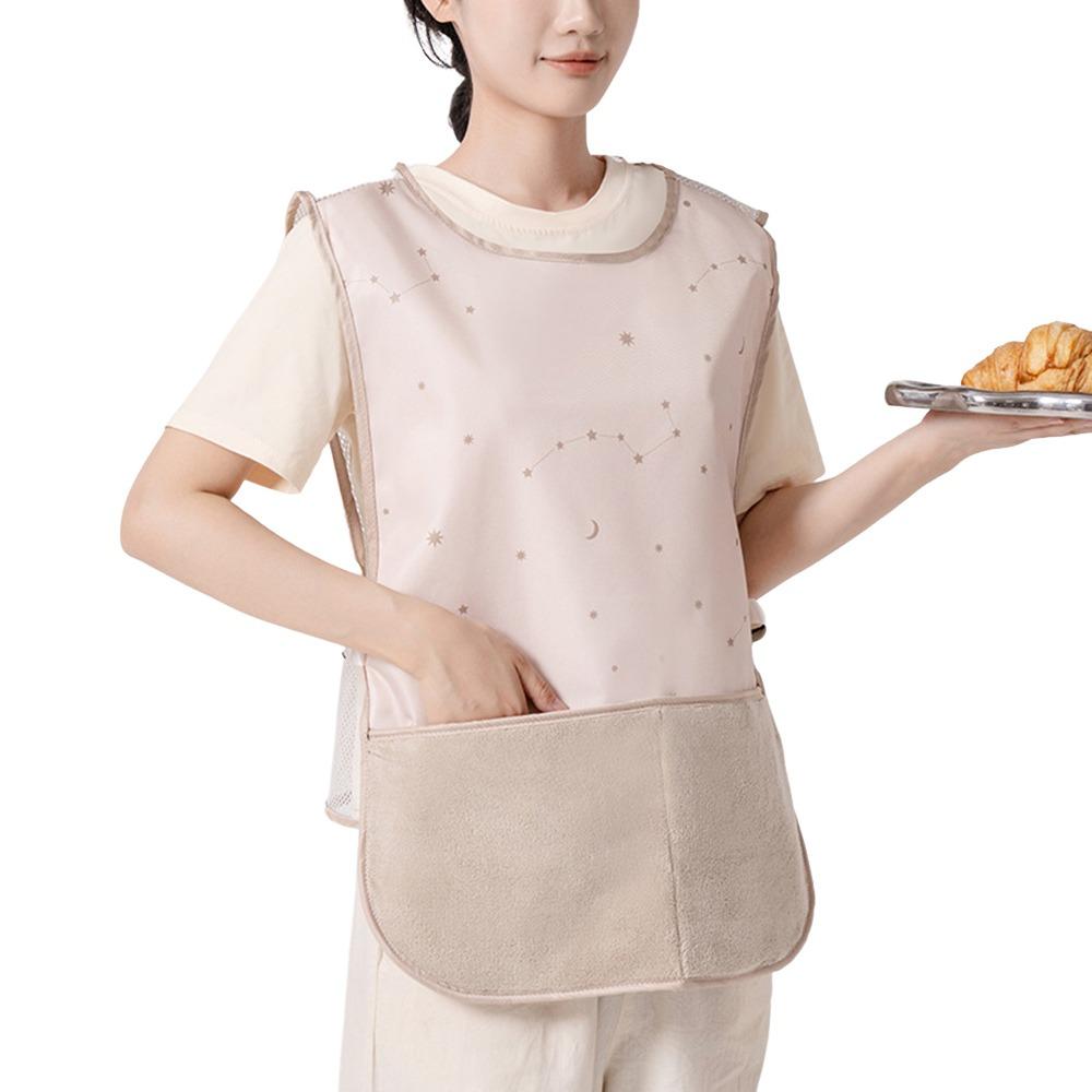 

Фартук без рукавов в стиле жилета, легко моющийся, для рук, униформа кофейни для поваров и официантов Beige-With hand wipe