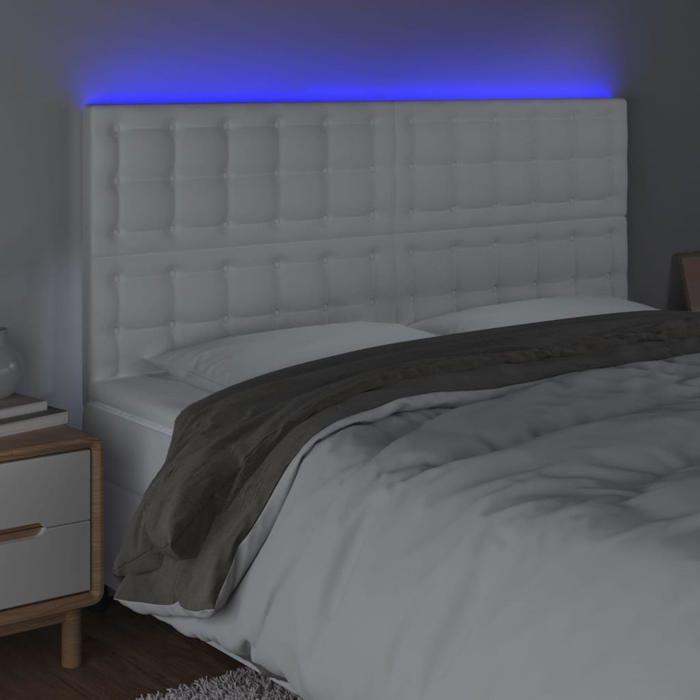VidaXL Tête de Lit à LED Meuble de Chambre à Coucher Accessoire de Lit Double Tête de Cadre de Lit Intérieur Blanc 3122521