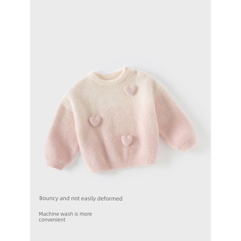 David Bella Kidsren's Sweater Pullover Warm Winter Clothing New Style Girls Sweet Gradient Pink Imitation Mink Velvet Top
