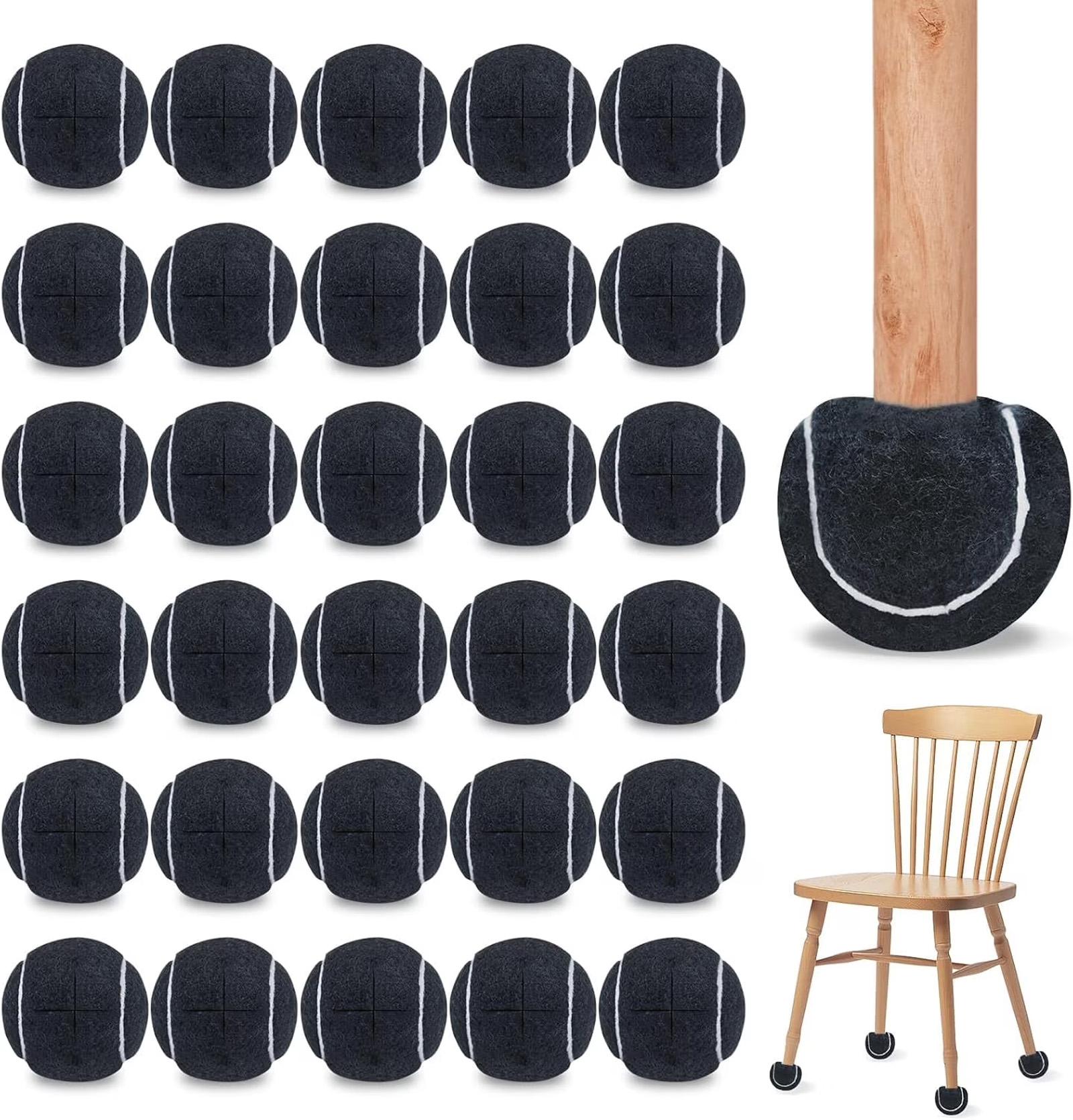

16 Pcs Precut Walker Tennis Balls For Furniture Legs And Floor (Black) One Size