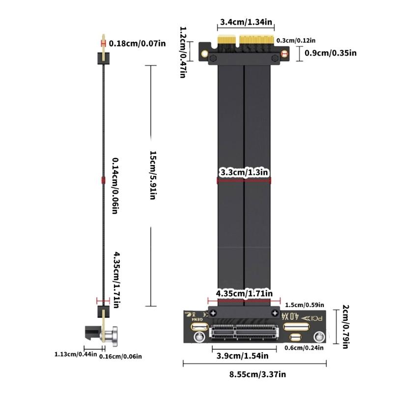 PCIe4.0 4X Expansion Cable Supporting NVMe M.2 SSDs GPU and Networking Cards Featuring AntiInterference Shielding