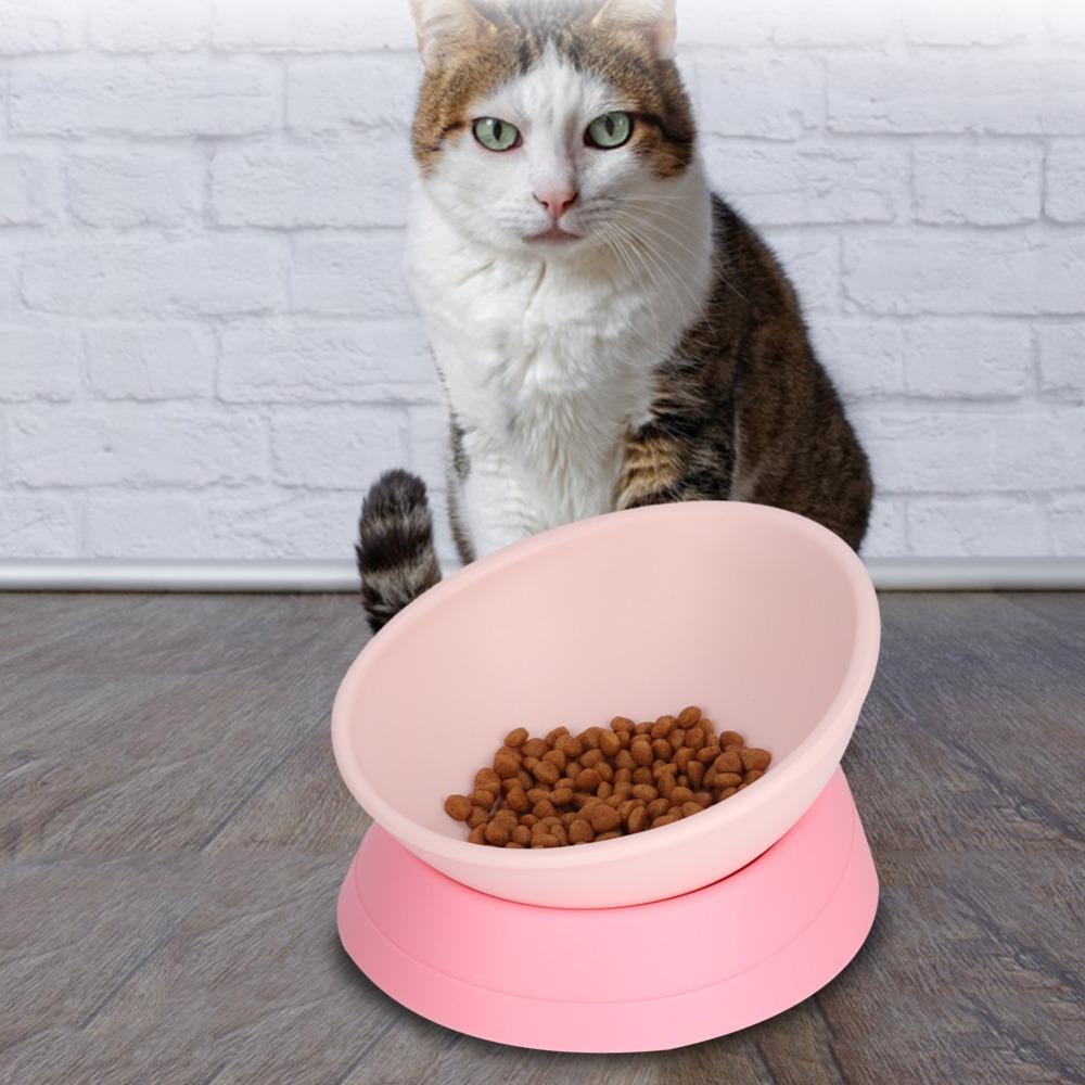 Slanted Mouth Elevated Feeder Anti-Tip Anti-Slip Dish Lightweight Neck Care Bowl Indoor Use