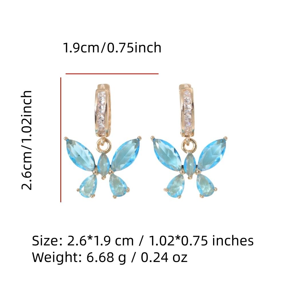 Modische blaue künstliche Kristall Schmetterling Hängeohrringe für Damen Zirkonia Ohrring Schmuck Hochzeitsparty Zubehör