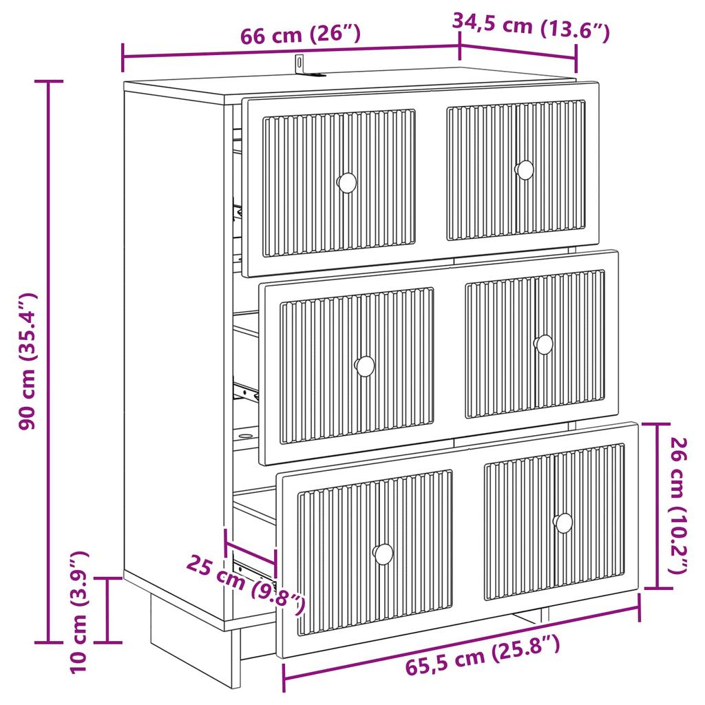 Vintage Style Drawer Cabinet Reclaimed Wood Look 66 x 34.5 x 90 cm Particleboard