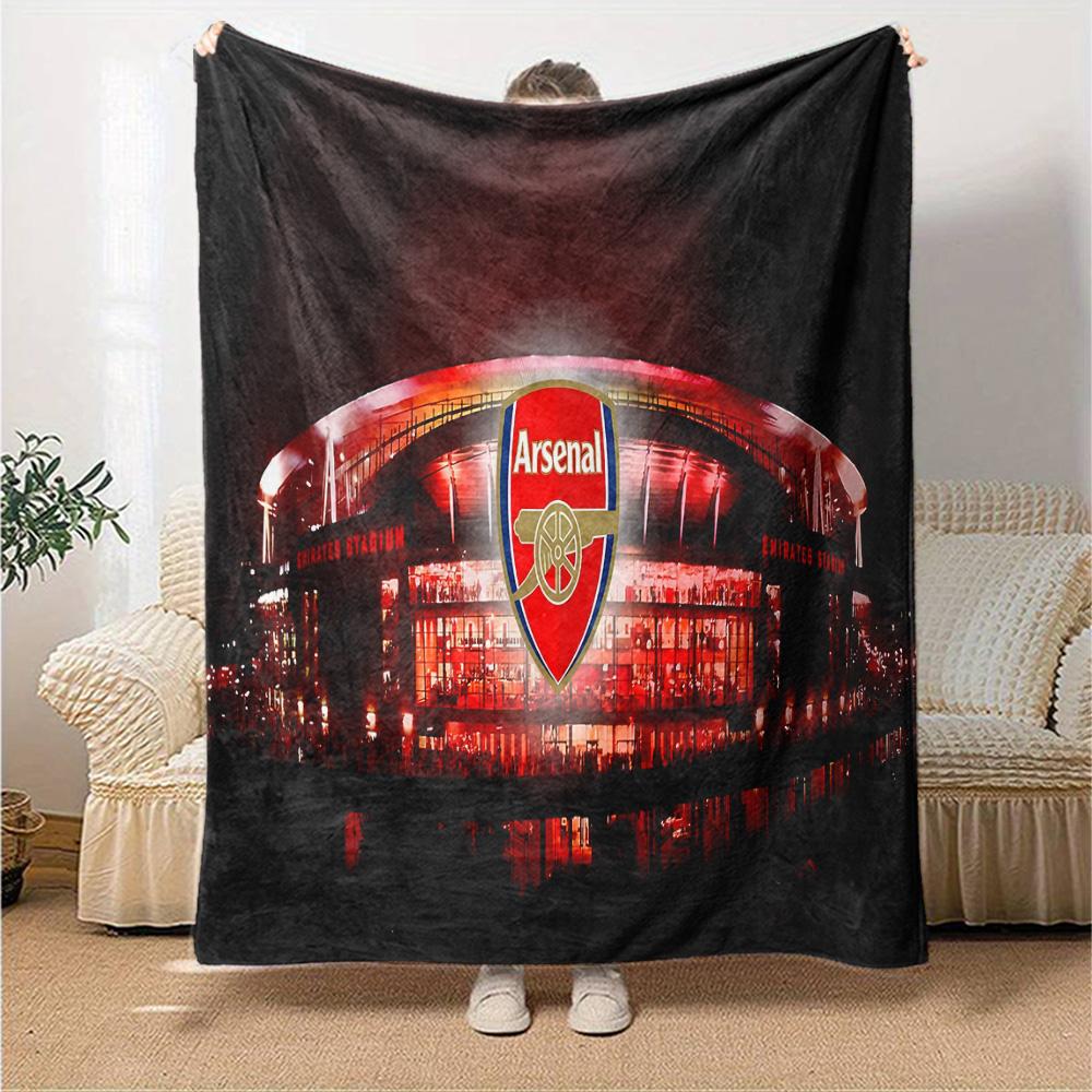 Coperta in Flanella con Stemma dell'Arsenal Football Club, Poliestere Morbido, Design Moderno, Per Tutte le Stagioni per Campeggio, Viaggi, Regali per Feste o Compleanni