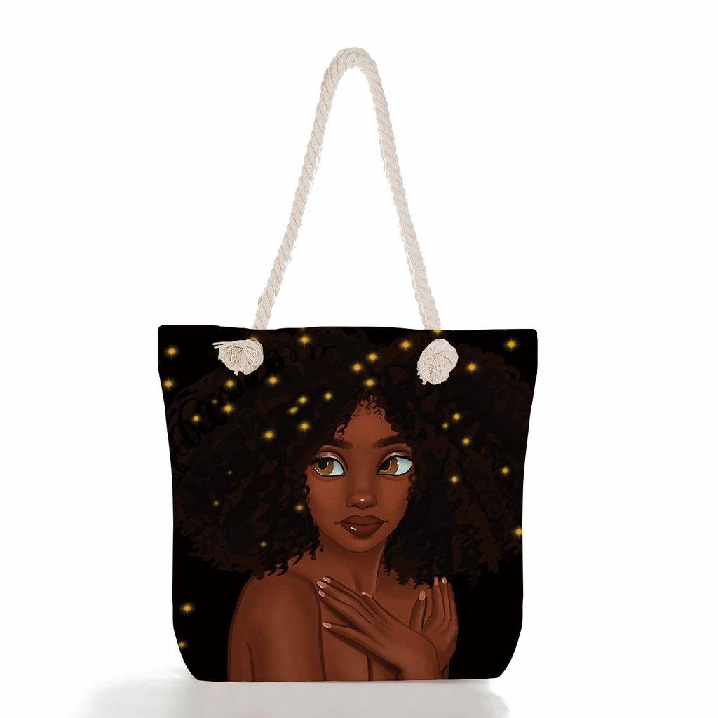 "Women's Lightweight Printed Handbags: Stylish Rope-Strap Shoulder Bags for a Versatile Beach Look"