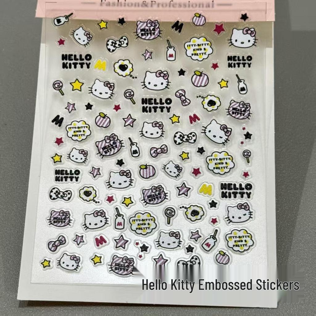 Cute Kitty Cat Embossed Nail Art & Device Stickers