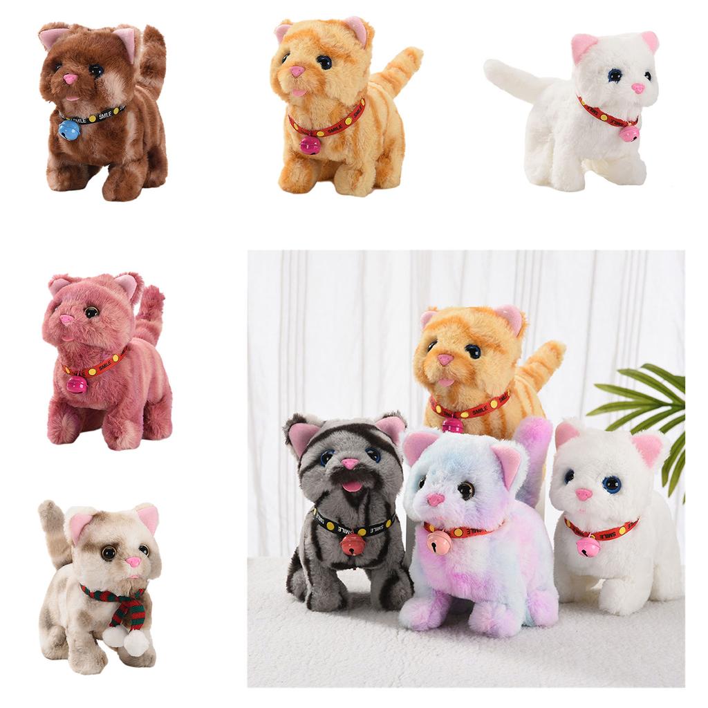Interactive Plush Cat Toy with Walking and Meowing Realistic Stuffed Animal for Kids Perfect Gifts for Boys and Girls