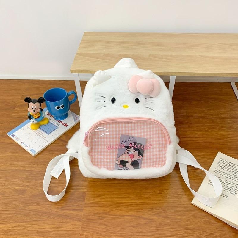 Girly heart cute bunny plaid transparent backpack new personalized cartoon backpack