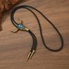 Turquoise Bolo Tie Necklaces Daily Outfits Vintage Sweater Chain Bull Head Necklaces  Men Women