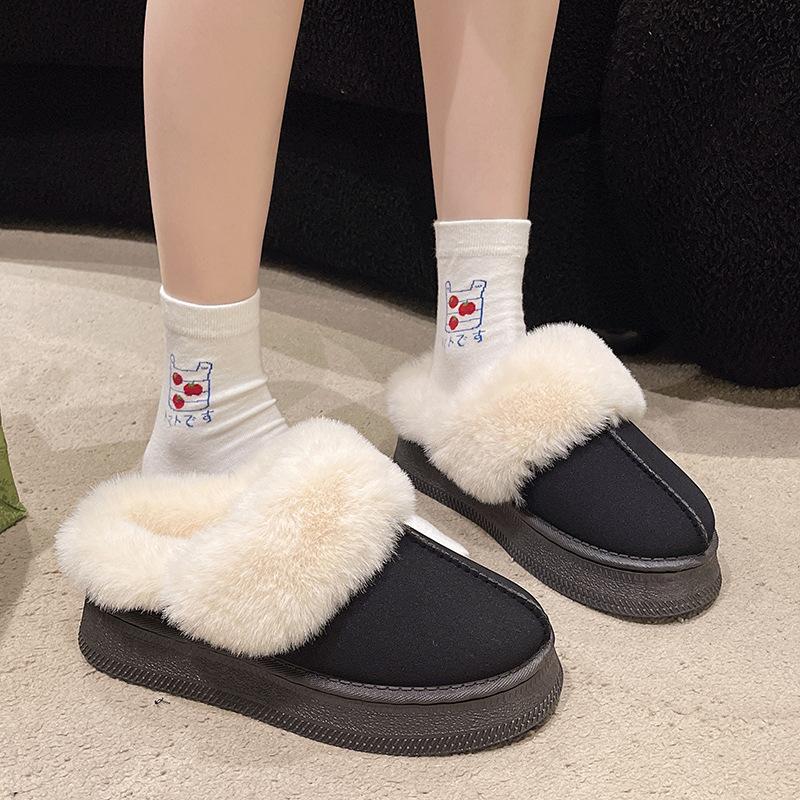Baotou Snow Drag Outside 2024 Winter New Korean Version Thick-soled Piled Thickened Warm Indoor Cotton Shoes Mao Mao Shoes