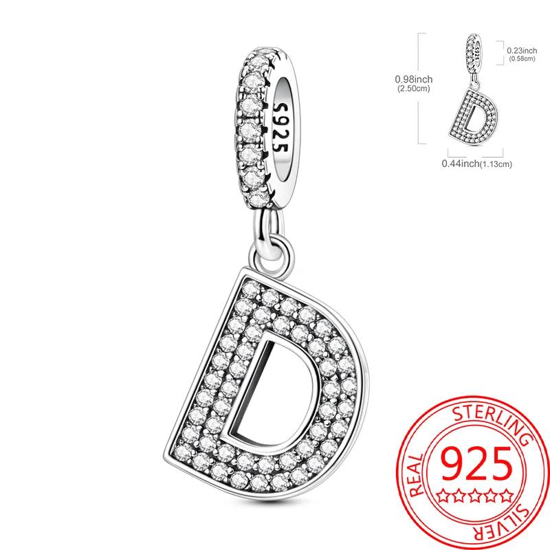 Copper 26 Letters Alphabet Charms Bead Inlaid Shiny Zircon Diy Love Letters Jewelry Gift Fit Original Bracelet For Women