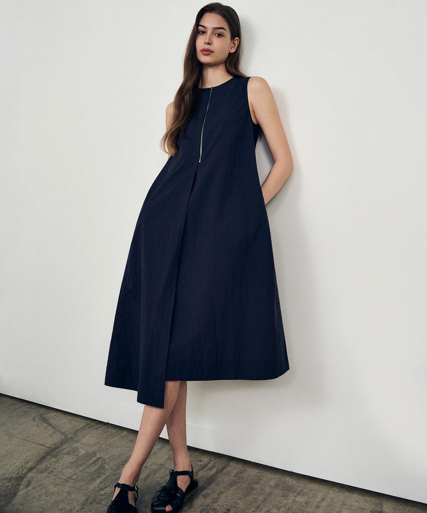 Laneonkyulleoseu Minimal A-Line Zipper Dress_Navy