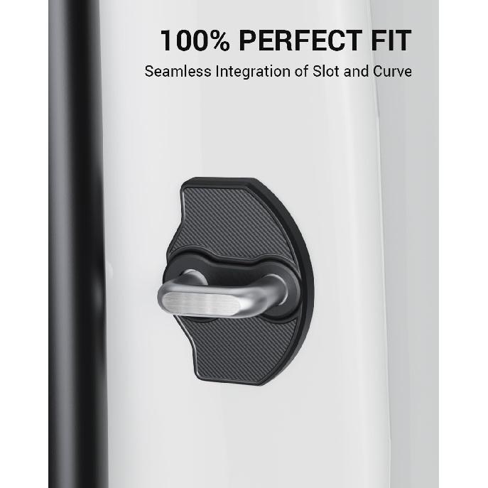 BASENOR 2026 2025 Tesla Model Y Juniper Model 3 Door Lock Cover Protector [Carbon Edition] [No Tape Requried], Door Striker Latches Stopper Covers