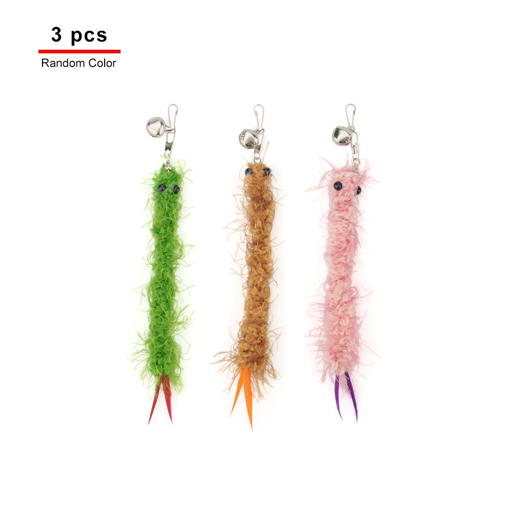 

6pcs/3pcs Plush Caterpillar Replace Head Accessories Cat Teaser Stick Cat Toys Wand Artificial Shrimp Kitten Pet Toy
