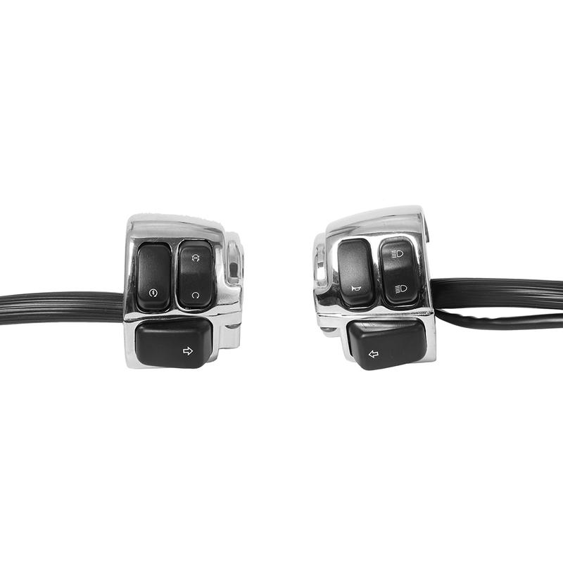 1"25mm Handlebar Control Switch Motorcycle Motorbike Turn Signal Switches Button With Wiring Harness Black/ Chrome For Harley