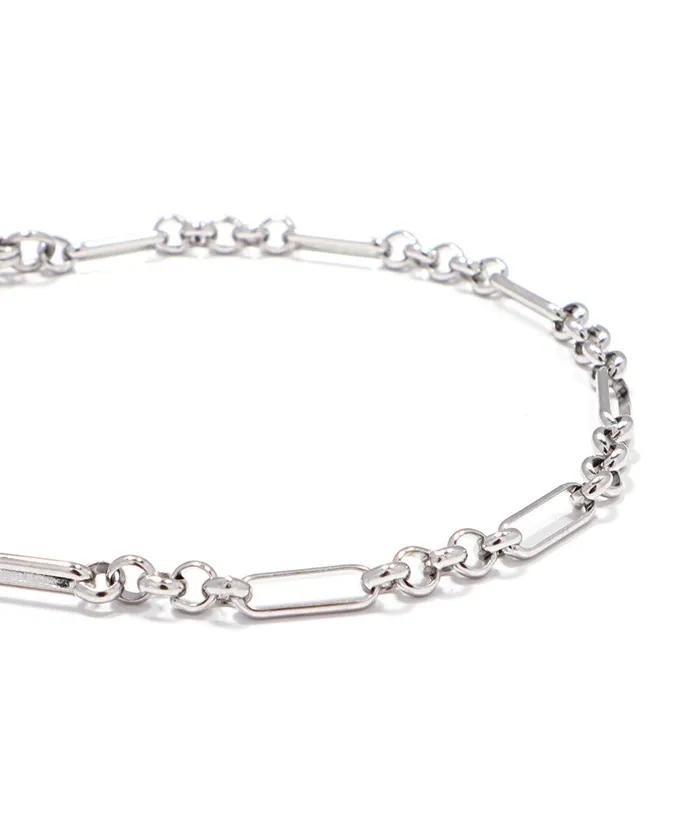 Mixed Oval Link Chain Bracelet (PLT-BR-122_SV)