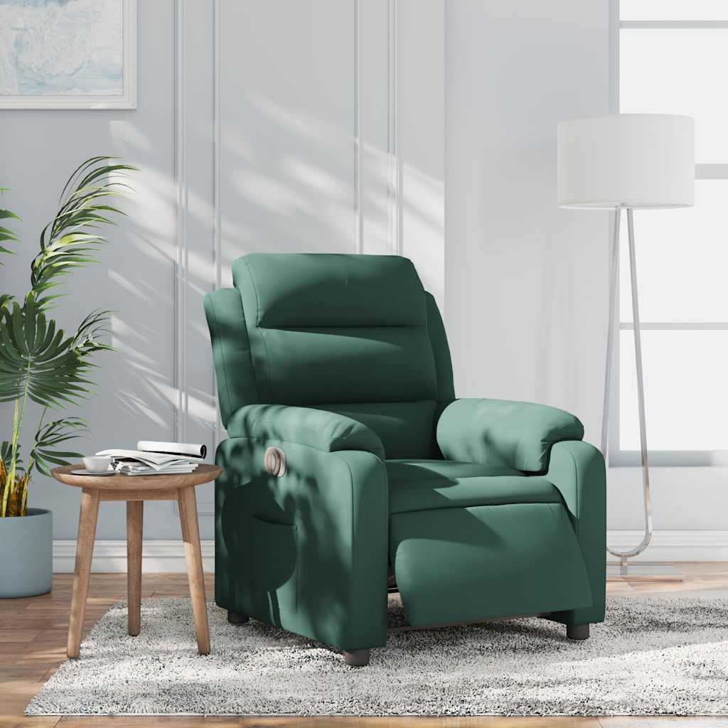 Electric Recliner Chair Dark Green Velvet
