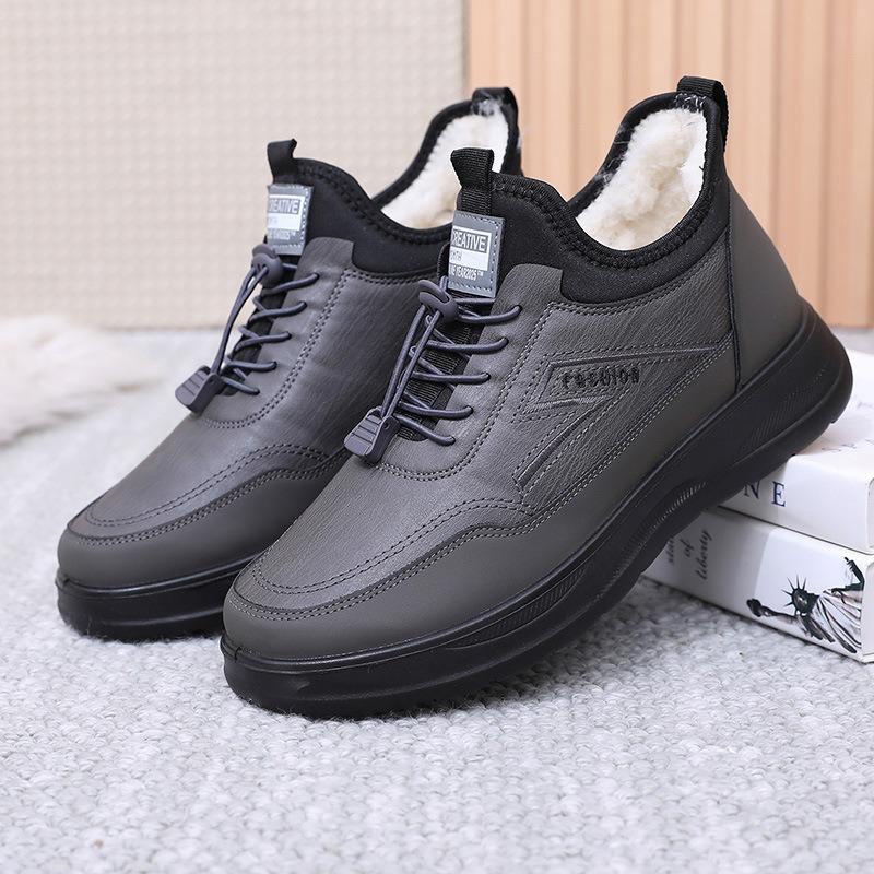 Snow Boots Leather Waterproof Wool Old Beijing Cloth Shoes Elderly Shoes Men's and Women's Winter Piled Thickened Mother Cotton Shoes