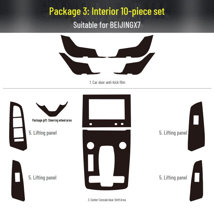 BAIC BEIJING X7 Carbon Fiber Interior Trim Stickers