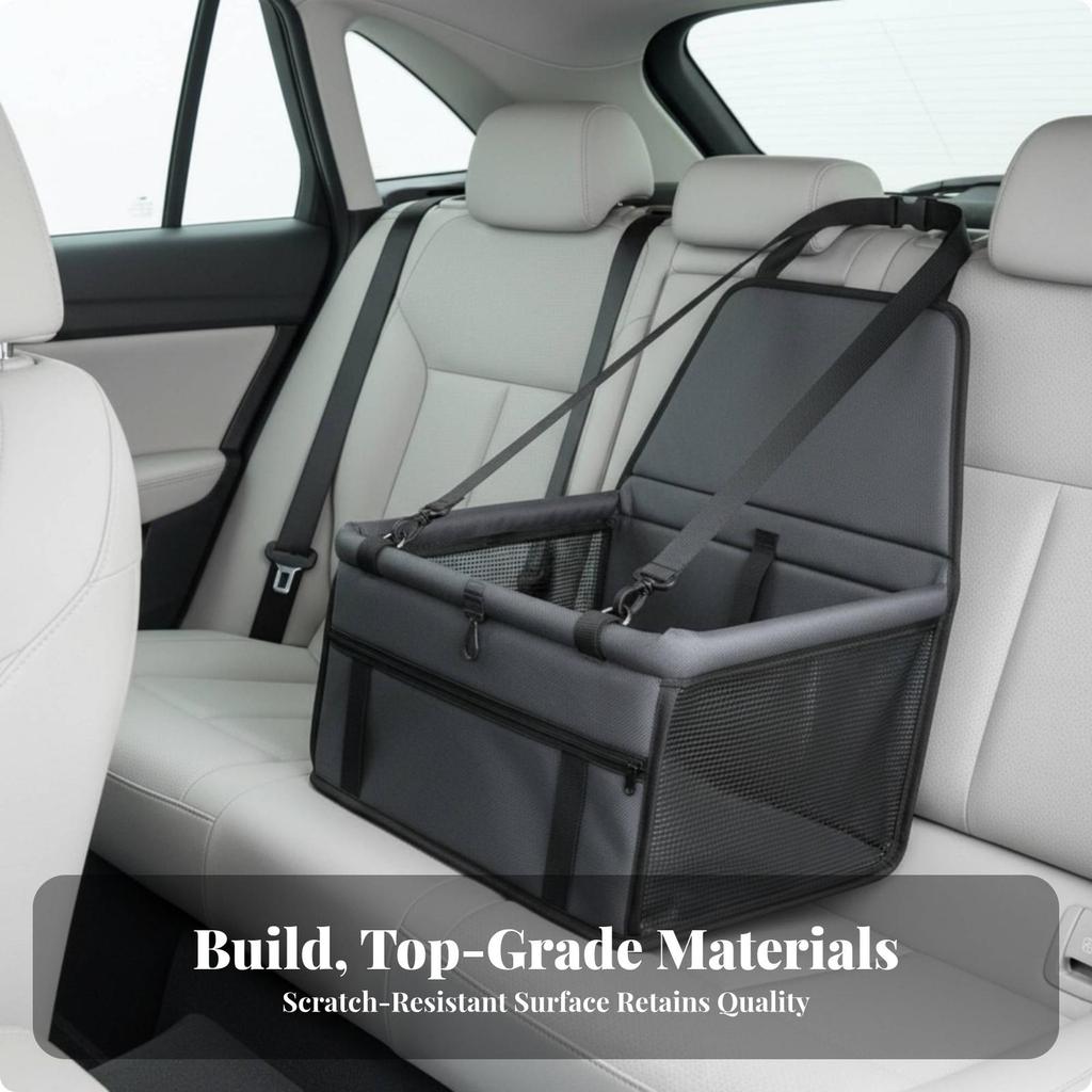 Portable Pet Reinforced Anti-Collapse Construction, Padded, Car Seat with Mesh