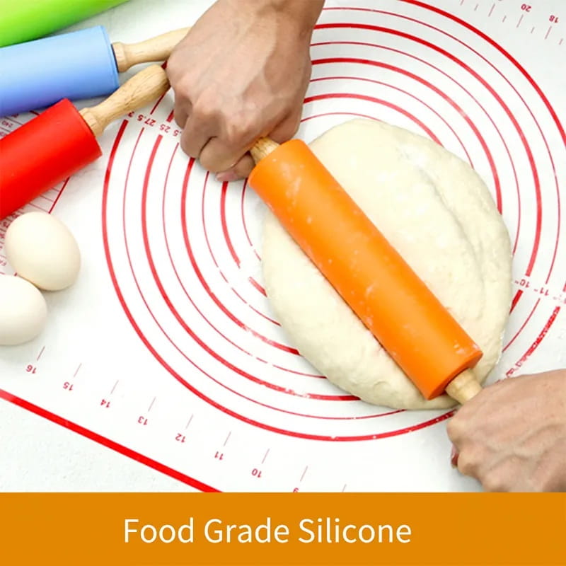 Rouleau à Pâtisserie en Silicone Antiadhésif Rouge 38cm