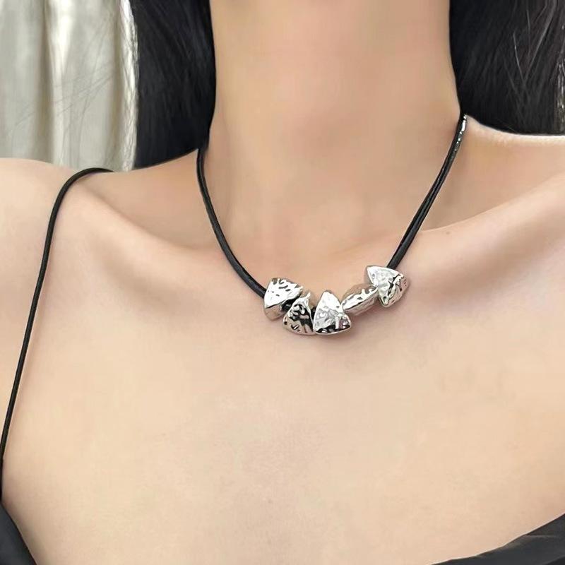 

Tooxika Серебряный Камень Кожаный Веревочный Кулон Женский Spice Girls Хип-Хоп Сладкий Крутой Кулон Чилл Аут Стиль Цепочка на Ключицу