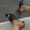 Fashion Mesh Pointed Peep Toe  Women Slippers Summer Sexy Women Slide Shoe Brands Designer Party Wedding Casual Women Mule Shoe
