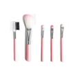 5-teiliges Make-up-Pinsel-Set: Rosa Lidschatten-, Rouge-, Lippen- und Augenbrauenpinsel mit Mehrzweck-Augenbrauenkamm