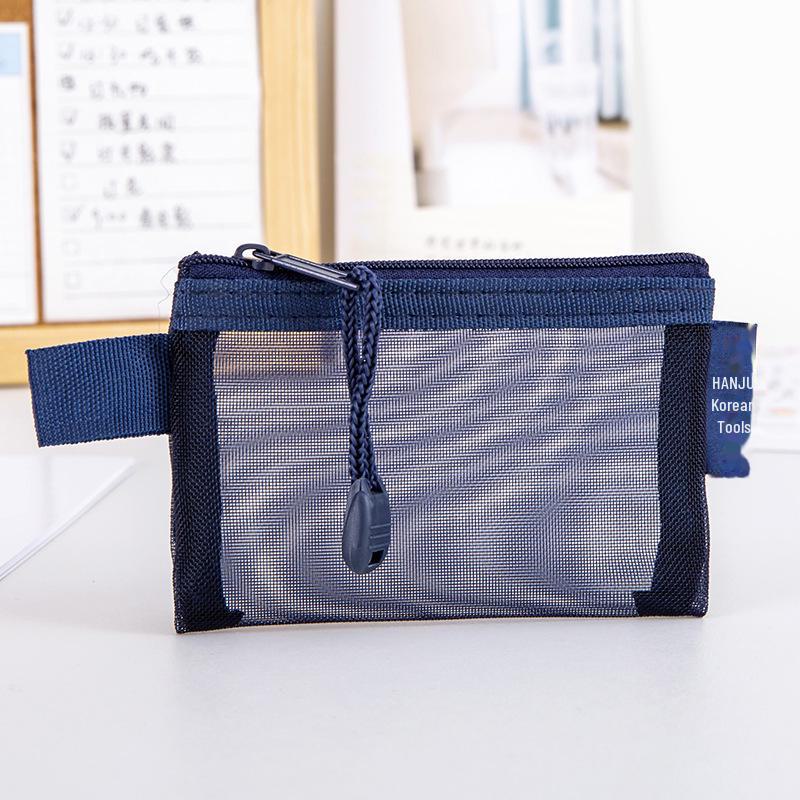 

Корейская ретро-прозрачная сетчатая сумка на молнии для хранения карт и монет Flat type [11*7.5cm] темно-синий
