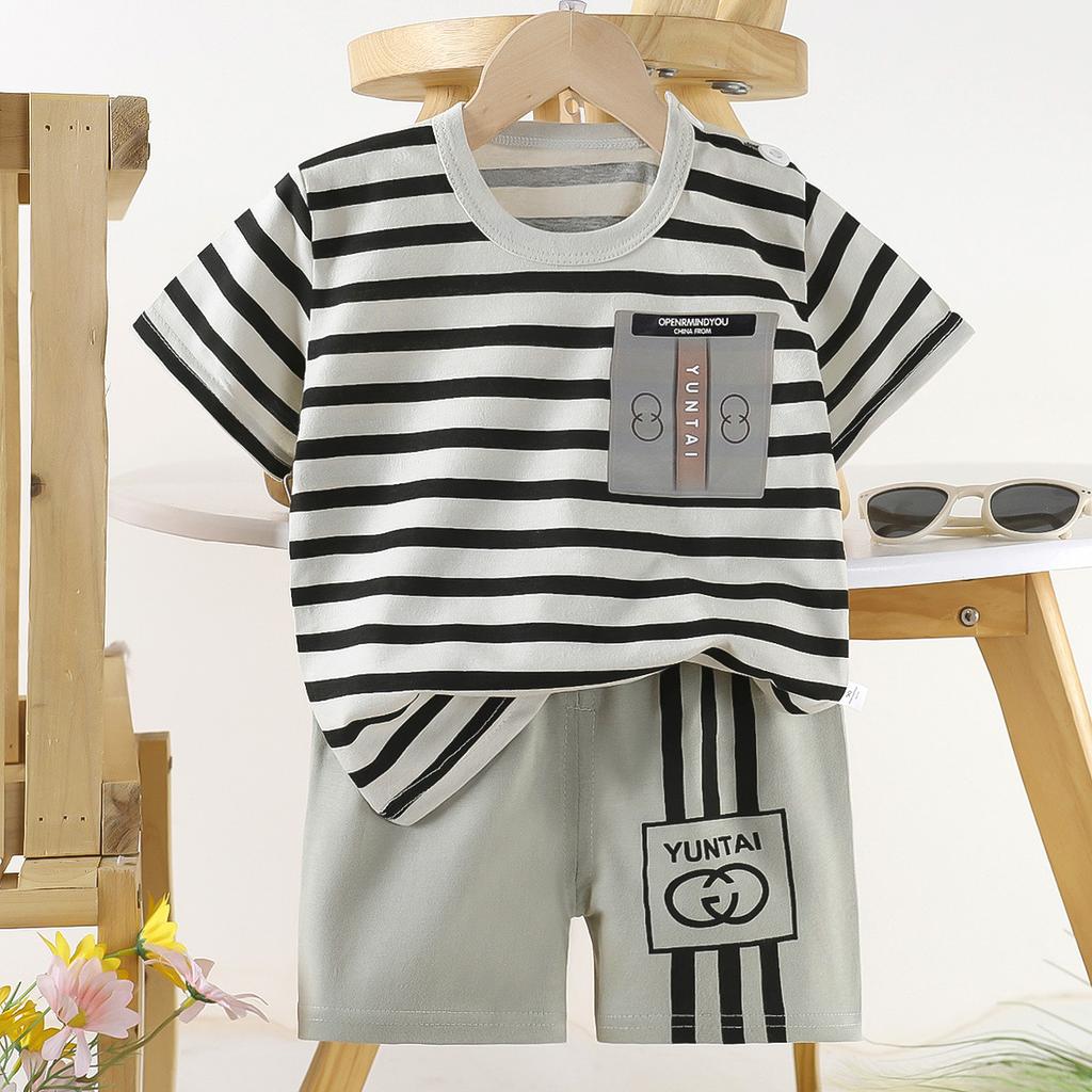 Set di Abbigliamento Estivo per Bambini Set T-shirt a Maniche Corte con Stampa di Animali Cartoni Animati Pantaloncini 2 Pezzi per Bambini e Bambine Morbido Cotone Abbigliamento Casual Quotidiano per Bambini