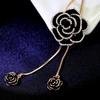 Black Rose Flower Long Necklace Sweater Chain Metal  Pendant Necklaces Adjusted