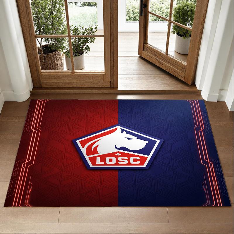 LOSC Lille FC Design Crystal Velvet Rug Soft Decorative Mat for Bedroom Entrance