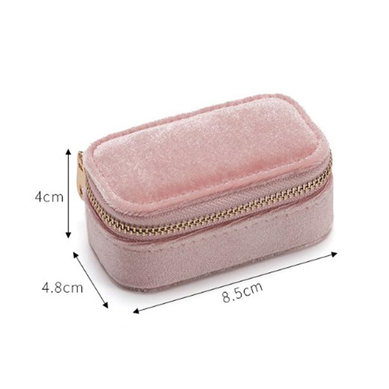 1 STÜCK Mini Samt Ringbox Einlagig Ohrringe Halskette Organizer Schmuck Aufbewahrungskoffer Bonbonfarbe Reißverschlusstasche Reise Tragbar