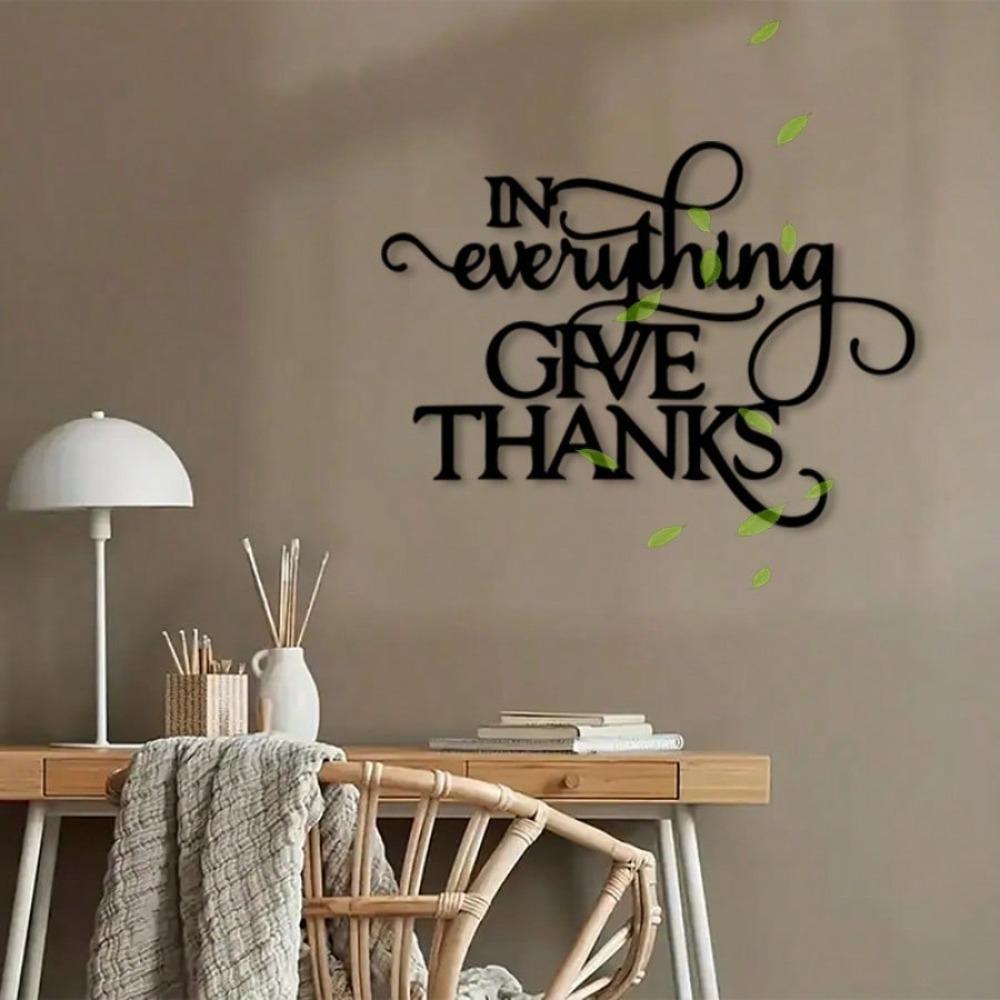 Retro Christian Metal Wall Art Be Thankful Black White Ironwork Inspirational Scripture Home Decor Gift