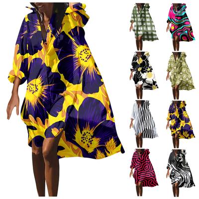 Fashion Women's Printed Blouse Loose Holiday Shirt Long Sleeve Dress