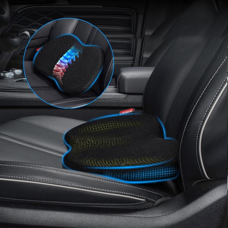 

Wedge Car Seat Cushion for Driver, Memory Foam Truck Seat Pad for Sciatica & Back Pain Relief, Ergonomic Design, Black Comfort